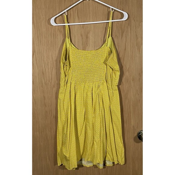 Old Navy Pintuck Yellow Ditzy Floral Summer Mini Dress Side Zip Women's Petite L - Picture 2 of 6